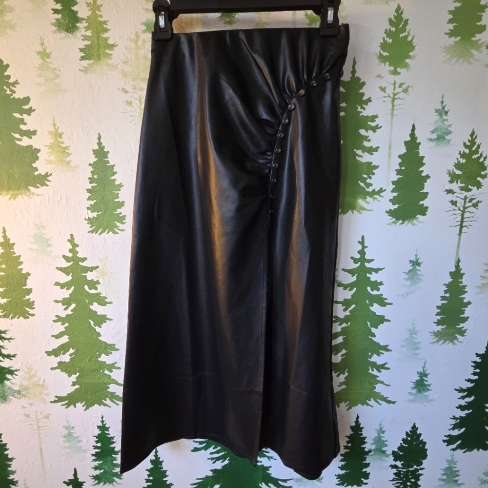 Current Air Faux Leather Midi Skirt